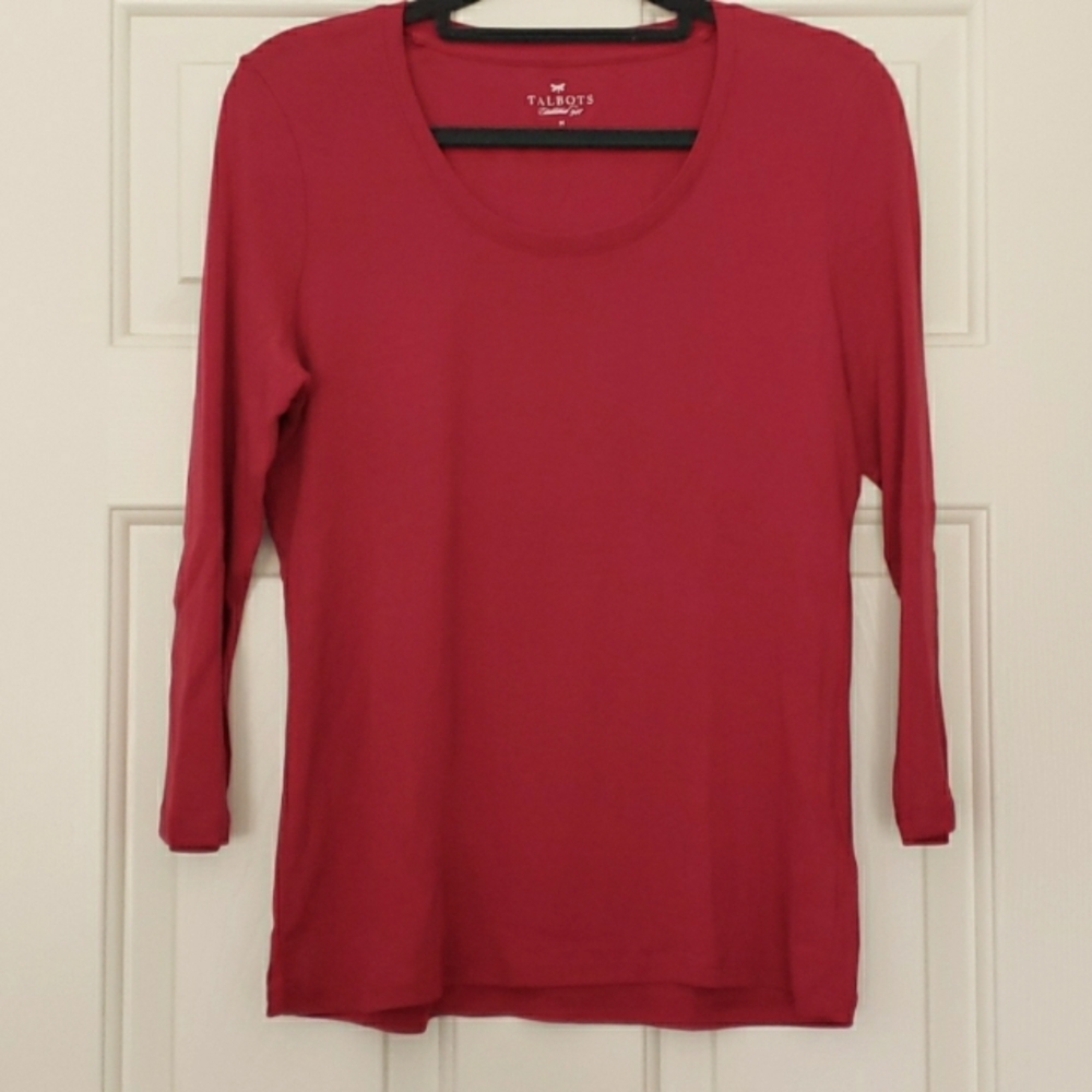 Talbots garnet red 3/4 sleeve top size M
